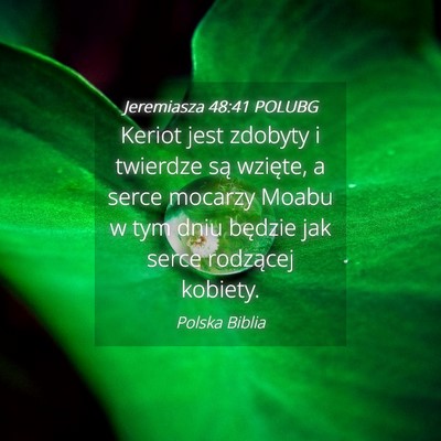 Picture 04 - Jeremiasza 48:41 POLUBG - Keriot jest zdobyty i twierdze są wzięte, a - Bible Verse Picture