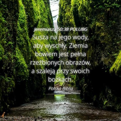 Picture 04 - Jeremiasza 50:38 POLUBG - Susza na jego wody, aby wyschły. Ziemia bowiem - Bible Verse Picture