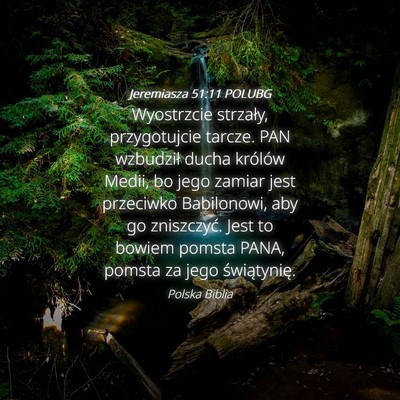 Picture 04 - Jeremiasza 51:11 POLUBG - Wyostrzcie strzały, przygotujcie tarcze. PAN - Bible Verse Picture