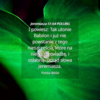 Picture 04 - Jeremiasza 51:64 POLUBG - I powiesz: Tak utonie Babilon i już nie - Bible Verse Picture