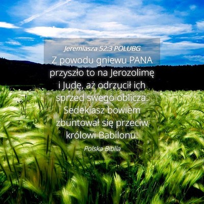 Picture 04 - Jeremiasza 52:3 POLUBG - Z powodu gniewu PANA przyszło to na Jerozolimę - Bible Verse Picture
