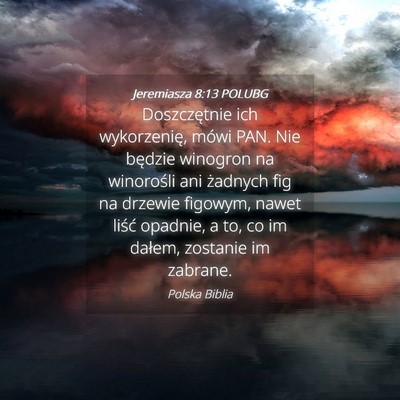 Picture 04 - Jeremiasza 8:13 POLUBG - Doszczętnie ich wykorzenię, mówi PAN. Nie - Bible Verse Picture