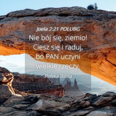 Picture 04 - Joela 2:21 POLUBG - Nie bój się, ziemio! Ciesz się i raduj, bo PAN - Bible Verse Picture