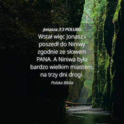 Picture 04 - Jonasza 3:3 POLUBG - Wstał więc Jonasz i poszedł do Niniwy zgodnie - Bible Verse Picture