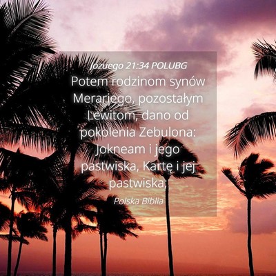 Picture 04 - Jozuego 21:34 POLUBG - Potem rodzinom synów Merariego, pozostałym - Bible Verse Picture