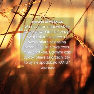 Picture 04 - Kapłańska 10:19 POLUBG - Wtedy Aaron odpowiedział Mojżeszowi: Oto dziś - Bible Verse Picture