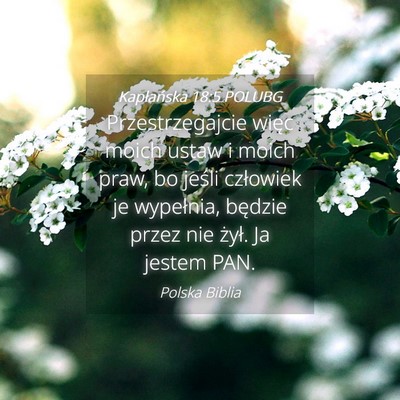Picture 04 - Kapłańska 18:5 POLUBG - Przestrzegajcie więc moich ustaw i moich praw, - Bible Verse Picture