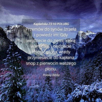 Picture 04 - Kapłańska 23:10 POLUBG - Przemów do synów Izraela i powiedz im: Gdy - Bible Verse Picture