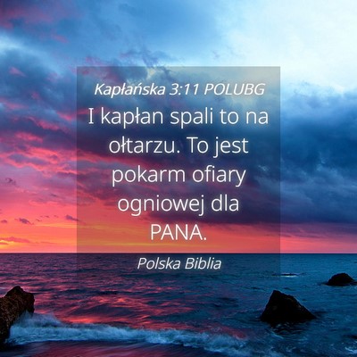 Picture 04 - Kapłańska 3:11 POLUBG - I kapłan spali to na ołtarzu. To jest pokarm - Bible Verse Picture