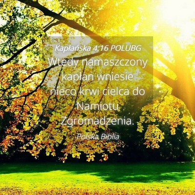Picture 04 - Kapłańska 4:16 POLUBG - Wtedy namaszczony kapłan wniesie nieco krwi - Bible Verse Picture