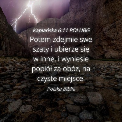 Picture 04 - Kapłańska 6:11 POLUBG - Potem zdejmie swe szaty i ubierze się w inne, i - Bible Verse Picture