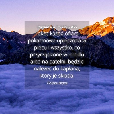 Picture 04 - Kapłańska 7:9 POLUBG - Także każda ofiara pokarmowa upieczona w piecu - Bible Verse Picture