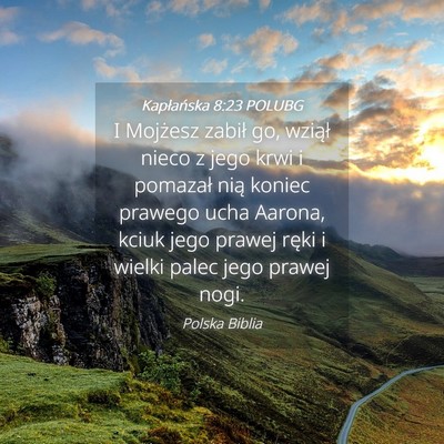 Picture 04 - Kapłańska 8:23 POLUBG - I Mojżesz zabił go, wziął nieco z jego krwi i - Bible Verse Picture