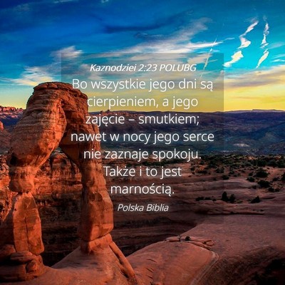 Picture 04 - Kaznodziei 2:23 POLUBG - Bo wszystkie jego dni są cierpieniem, a jego - Bible Verse Picture