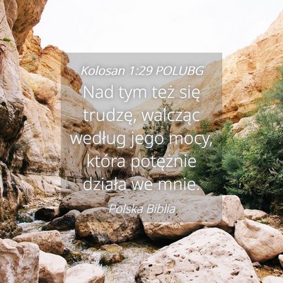 Picture 04 - Kolosan 1:29 POLUBG - Nad tym też się trudzę, walcząc według jego - Bible Verse Picture