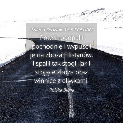 Picture 04 - Księga Sędziów 15:5 POLUBG - Potem podpalił pochodnie i wypuścił je na - Bible Verse Picture