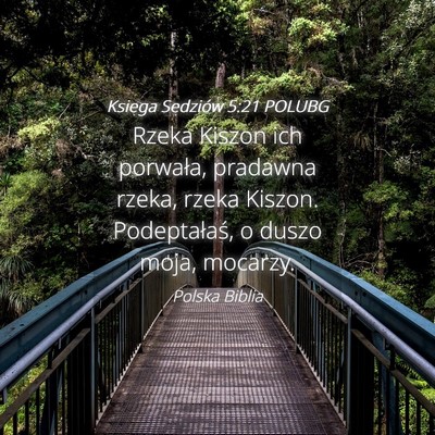 Picture 04 - Księga Sędziów 5:21 POLUBG - Rzeka Kiszon ich porwała, pradawna rzeka, rzeka - Bible Verse Picture