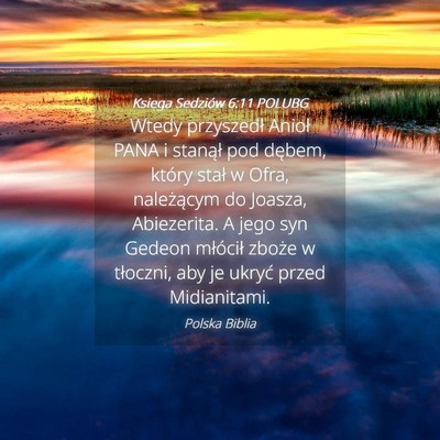Picture 04 - Księga Sędziów 6:11 POLUBG - Wtedy przyszedł Anioł PANA i stanął pod - Bible Verse Picture