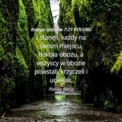 Picture 04 - Księga Sędziów 7:21 POLUBG - I stanęli, każdy na swoim miejscu, dokoła - Bible Verse Picture