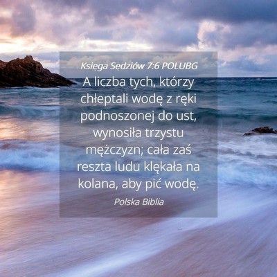Picture 04 - Księga Sędziów 7:6 POLUBG - A liczba tych, którzy chłeptali wodę z ręki - Bible Verse Picture