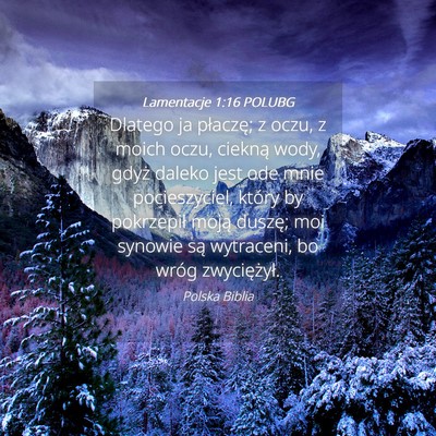 Picture 04 - Lamentacje 1:16 POLUBG - Dlatego ja płaczę; z oczu, z moich oczu, - Bible Verse Picture