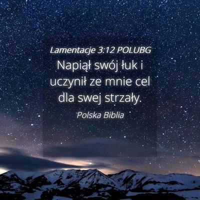 Picture 04 - Lamentacje 3:12 POLUBG - Napiął swój łuk i uczynił ze mnie cel dla - Bible Verse Picture