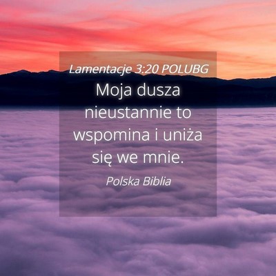 Picture 04 - Lamentacje 3:20 POLUBG - Moja dusza nieustannie to wspomina i uniża się - Bible Verse Picture