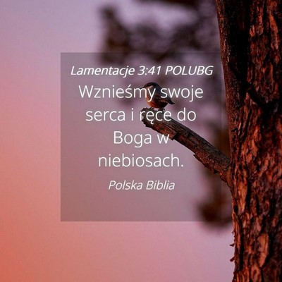 Picture 04 - Lamentacje 3:41 POLUBG - Wznieśmy swoje serca i ręce do Boga w - Bible Verse Picture