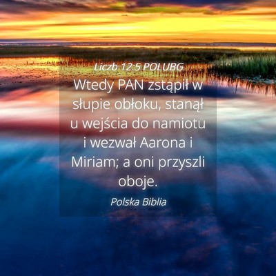 Picture 04 - Liczb 12:5 POLUBG - Wtedy PAN zstąpił w słupie obłoku, stanął u - Bible Verse Picture