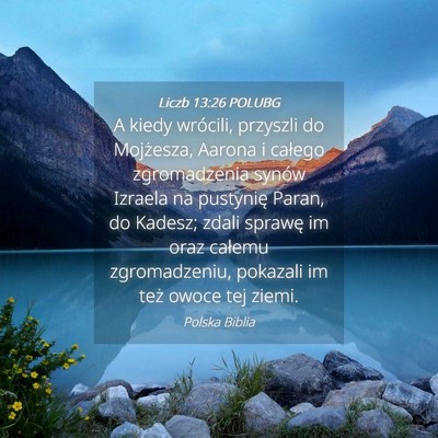 Picture 04 - Liczb 13:26 POLUBG - A kiedy wrócili, przyszli do Mojżesza, Aarona i - Bible Verse Picture