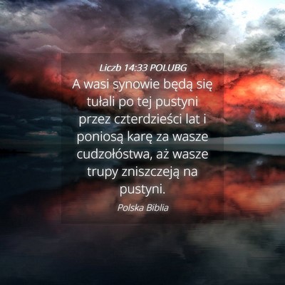 Picture 04 - Liczb 14:33 POLUBG - A wasi synowie będą się tułali po tej pustyni - Bible Verse Picture
