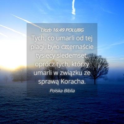 Picture 04 - Liczb 16:49 POLUBG - Tych, co umarli od tej plagi, było czternaście - Bible Verse Picture