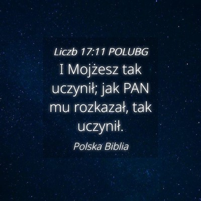 Picture 04 - Liczb 17:11 POLUBG - I Mojżesz tak uczynił; jak PAN mu rozkazał, - Bible Verse Picture