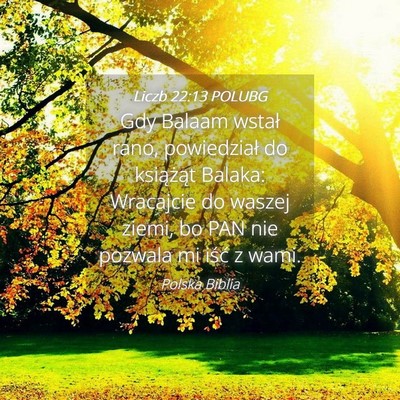 Picture 04 - Liczb 22:13 POLUBG - Gdy Balaam wstał rano, powiedział do książąt - Bible Verse Picture