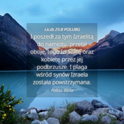 Picture 04 - Liczb 25:8 POLUBG - I poszedł za tym Izraelitą do namiotu, przebił - Bible Verse Picture