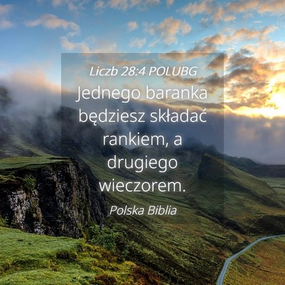 Picture 04 - Liczb 28:4 POLUBG - Jednego baranka będziesz składać rankiem, a - Bible Verse Picture