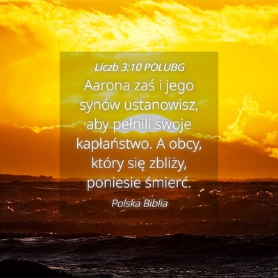 Picture 04 - Liczb 3:10 POLUBG - Aarona zaś i jego synów ustanowisz, aby - Bible Verse Picture