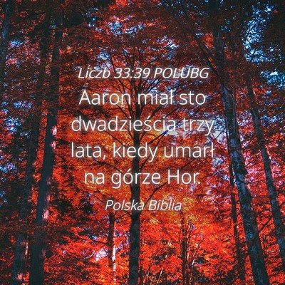 Picture 04 - Liczb 33:39 POLUBG - Aaron miał sto dwadzieścia trzy lata, kiedy - Bible Verse Picture