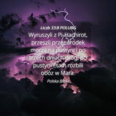 Picture 04 - Liczb 33:8 POLUBG - Wyruszyli z Pi-Hachirot, przeszli przez środek - Bible Verse Picture