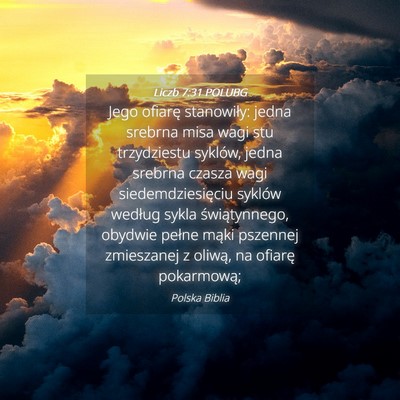 Picture 04 - Liczb 7:31 POLUBG - Jego ofiarę stanowiły: jedna srebrna misa wagi - Bible Verse Picture