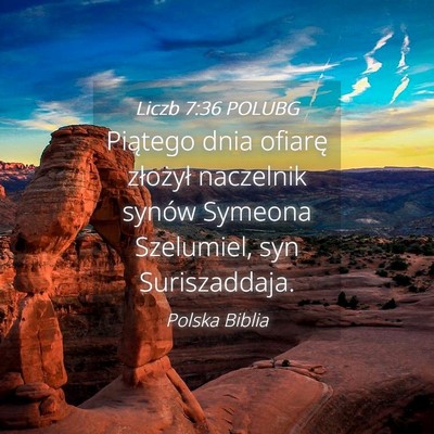Picture 04 - Liczb 7:36 POLUBG - Piątego dnia ofiarę złożył naczelnik synów - Bible Verse Picture
