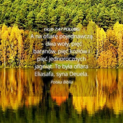 Picture 04 - Liczb 7:47 POLUBG - A na ofiarę pojednawczą – dwa woły, pięć - Bible Verse Picture