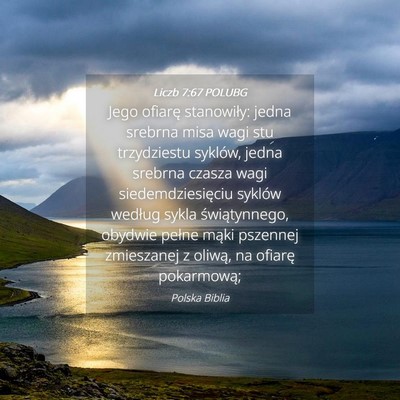 Picture 04 - Liczb 7:67 POLUBG - Jego ofiarę stanowiły: jedna srebrna misa wagi - Bible Verse Picture
