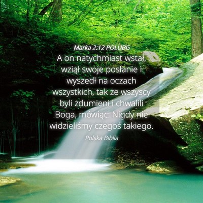 Picture 04 - Marka 2:12 POLUBG - A on natychmiast wstał, wziął swoje posłanie - Bible Verse Picture