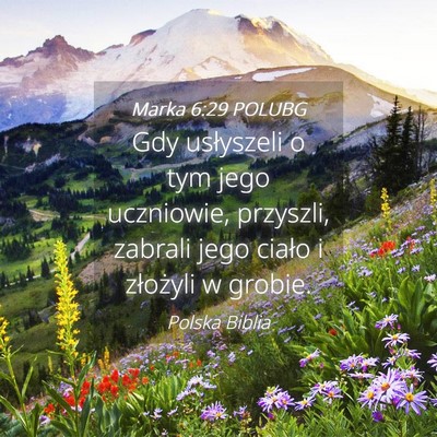 Picture 04 - Marka 6:29 POLUBG - Gdy usłyszeli o tym jego uczniowie, przyszli, - Bible Verse Picture