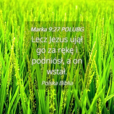 Picture 04 - Marka 9:27 POLUBG - Lecz Jezus ujął go za rękę i podniósł, a on - Bible Verse Picture