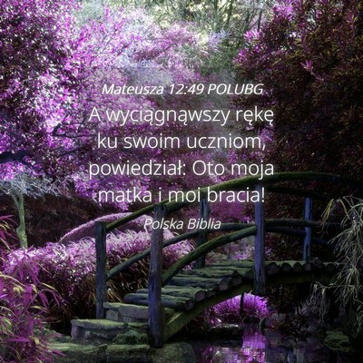 Picture 04 - Mateusza 12:49 POLUBG - A wyciągnąwszy rękę ku swoim uczniom, - Bible Verse Picture