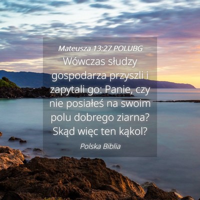 Picture 04 - Mateusza 13:27 POLUBG - Wówczas słudzy gospodarza przyszli i zapytali - Bible Verse Picture