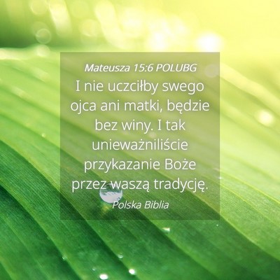 Picture 04 - Mateusza 15:6 POLUBG - I nie uczciłby swego ojca ani matki, będzie bez - Bible Verse Picture