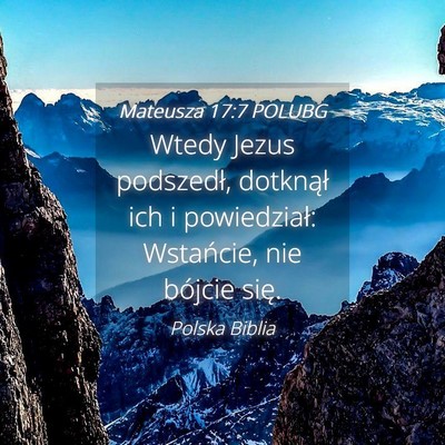 Picture 04 - Mateusza 17:7 POLUBG - Wtedy Jezus podszedł, dotknął ich i - Bible Verse Picture